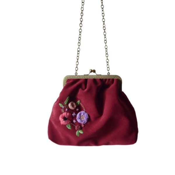 "Secret Garden" vintage τσάντα με κέντημα - κεντητά, vintage, λουλούδια, χιαστί, φλοράλ, romantic, μικρές