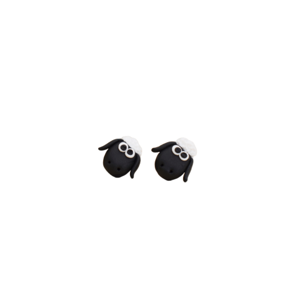 "Black sheep"- Χειροποίητα μικρά καρφωτά σκουλαρίκια μαύρα προβατάκια από πολυμερικό πηλό (ατσάλι) - δώρο, πηλός, καρφωτά, μικρά, ατσάλι, καρφάκι, φθηνά