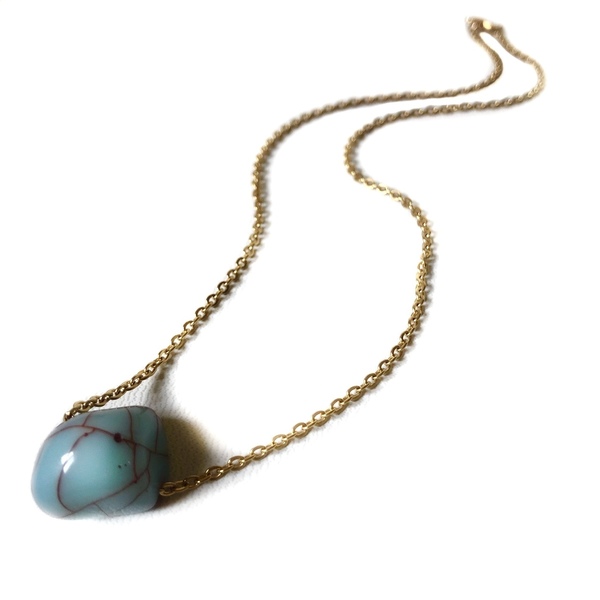 Light blue bead necklace - ιδιαίτερο, μοντέρνο, γυναικεία, επιχρυσωμένα - 2