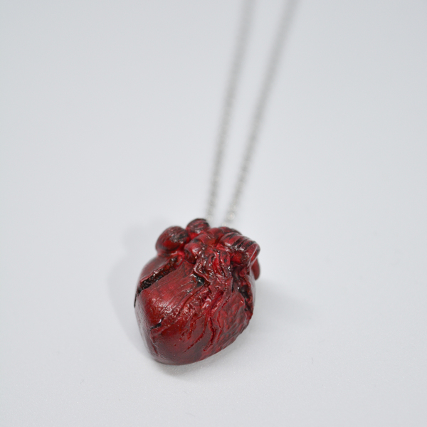 Realistic Heart Necklace! - πηλός, κοντά, ατσάλι - 3