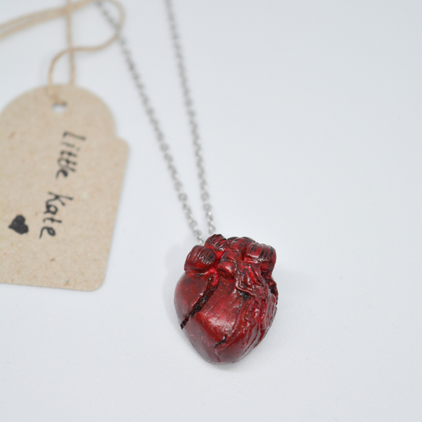 Realistic Heart Necklace! - πηλός, κοντά, ατσάλι - 5