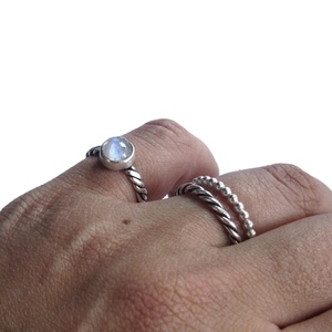 Σετ τριών δαχτυλιδιών |Moonstone ring ,set of 3, | Χειροποίητα δαχτυλιδια με φεγγαρόπετρα και βεράκια - αυξομειούμενα, ασήμι, σετ, φεγγαρόπετρα, ημιπολύτιμες πέτρες, boho, boho, μικρά, μικρά