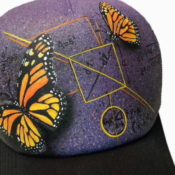 Custom / Handpainted καπέλο Butterflies - ζωγραφισμένα στο χέρι, δώρο, customized, καπέλο - 2