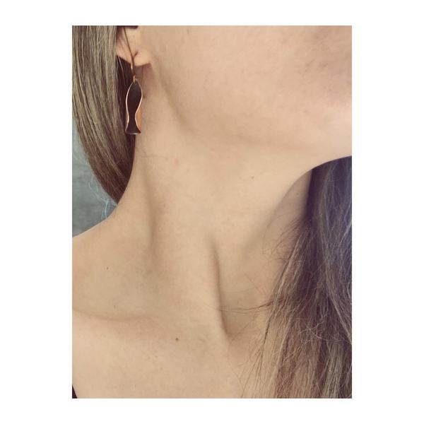 Curvy earrings - χαλκός, μικρά, μπρούντζος, κρεμαστά - 2