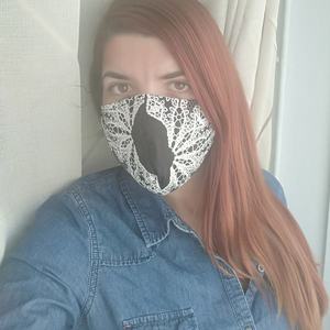 μάσκα γυναικεία ασπρόμαυρη φλοράλ - ύφασμα, γυναικεία, μάσκα προσώπου, μάσκες προσώπου - 3