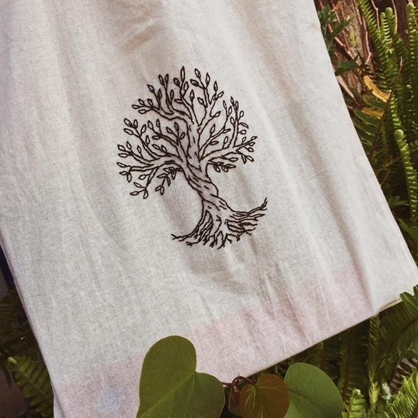 Tree of Life Χειροποίητη Κεντημένη Πάνινη Τσάντα - πάνινες τσάντες, θάλασσα, κεντητά, ώμου, tote, μεγάλες, all day, φθηνές, ύφασμα - 5