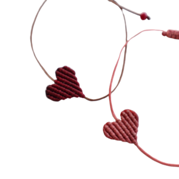 Heart Bracelet Set - καρδιά, μακραμέ, σετ, γιορτή της μητέρας, αυξομειούμενα