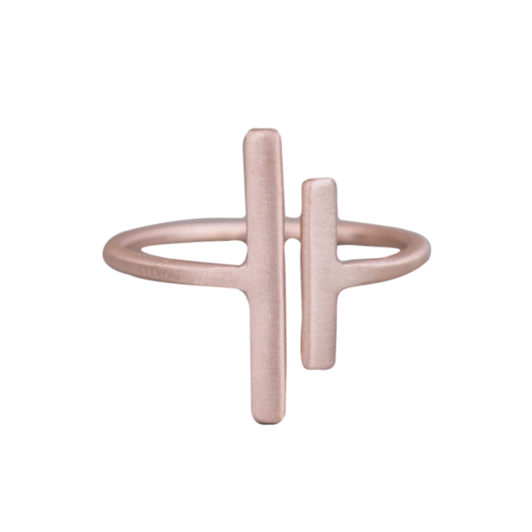 Ροζ χρυσό δαχτυλίδι με μπάρες ανοιχτό ασήμι 925 - ασήμι, γεωμετρικά σχέδια, μικρά, boho, αυξομειούμενα, φθηνά - 2