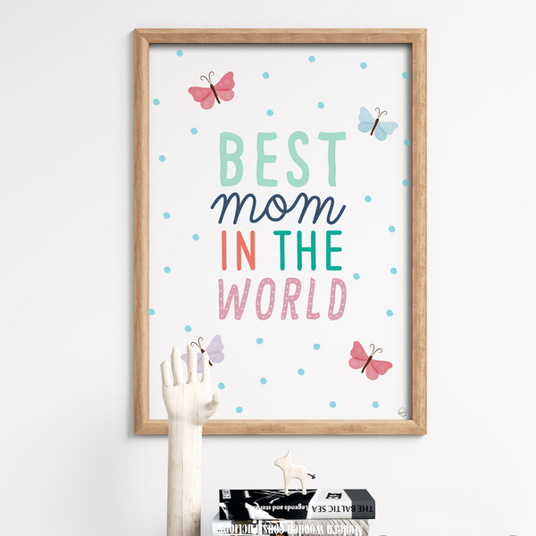Ξύλινο Καδράκι "Best Mom in the World" 21x30εκ|Διακόσμηση Τοίχου - πίνακες & κάδρα, κορίτσι, χειροποίητα, μαμά, δώρα για γυναίκες, παιδικά κάδρα - 3