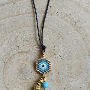 Miyuki evil eye κολιέ/φυλαχτό - με φούντες, μάτι, miyuki delica, δώρα για γυναίκες - 3