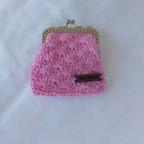 Ροζ πλεκτο πορτοφόλι με μεταλλικό κούμπωμα - clutch, πορτοφόλια κερμάτων