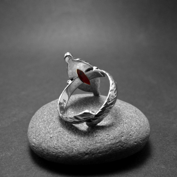 " Silver Granatum " - Χειροποίητο δαχτυλίδι από ασήμι 925 και Γρανάτη! - ασήμι, ημιπολύτιμες πέτρες, μικρά, μικρά, boho, αυξομειούμενα - 3