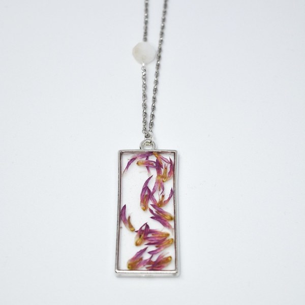 Dried flower pendant! - γυαλί, charms, μακριά, λουλούδι, ατσάλι, φθηνά