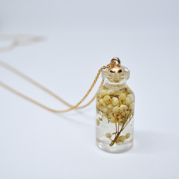 Dried flower pendant! - γυαλί, charms, μακριά, λουλούδι, ατσάλι, φθηνά