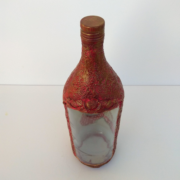 Διακοσμητικό γυάλινο μπουκάλι παπουτσακια - γυαλί, χειροποίητα, διακοσμητικά μπουκάλια - 2