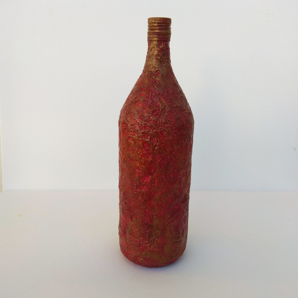 Διακοσμητικό γυάλινο μπουκάλι παπουτσακια - γυαλί, χειροποίητα, διακοσμητικά μπουκάλια - 4