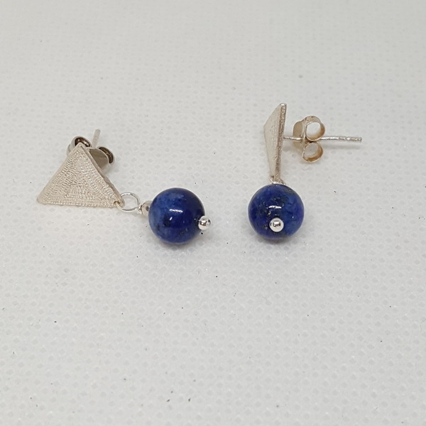 Καρφωτά σκουλαρίκια με ημιπολύτιμο λίθο - ασήμι, πέτρες, κρεμαστά, καρφάκι - 3