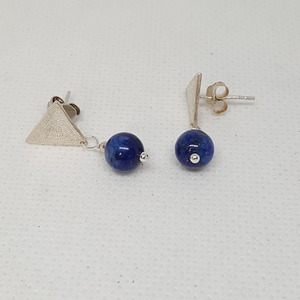 Καρφωτά σκουλαρίκια με ημιπολύτιμο λίθο - ασήμι, πέτρες, κρεμαστά, καρφάκι - 3