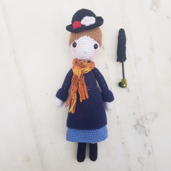 Πλεκτή κούκλα "Woman with umbrella" - crochet, διακοσμητικά, δωμάτιο παιδιών, κούκλες