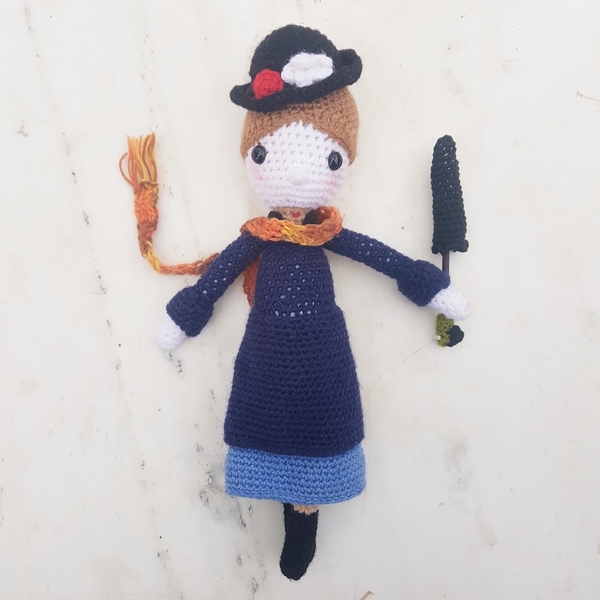 Πλεκτή κούκλα "Woman with umbrella" - crochet, διακοσμητικά, δωμάτιο παιδιών, κούκλες - 2