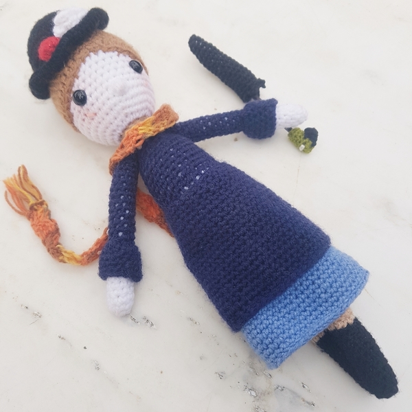 Πλεκτή κούκλα "Woman with umbrella" - crochet, διακοσμητικά, δωμάτιο παιδιών, κούκλες - 3