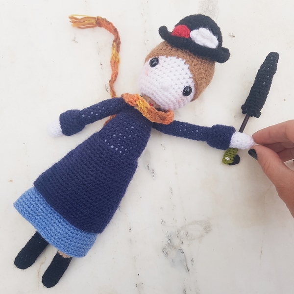 Πλεκτή κούκλα "Woman with umbrella" - crochet, διακοσμητικά, δωμάτιο παιδιών, κούκλες - 5