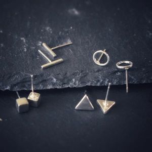 Ασημένια 925 σκουλαρίκια studs / κύβος UNISEX - ασήμι, χειροποίητα, minimal, καρφωτά, μικρά, καρφάκι - 3