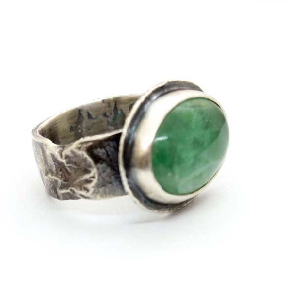 Ασημένιο δαχτυλίδι 925 με Πράσινο Φθορίτη(Green Flourite) - ασήμι, ημιπολύτιμες πέτρες, πέτρα, boho, σταθερά
