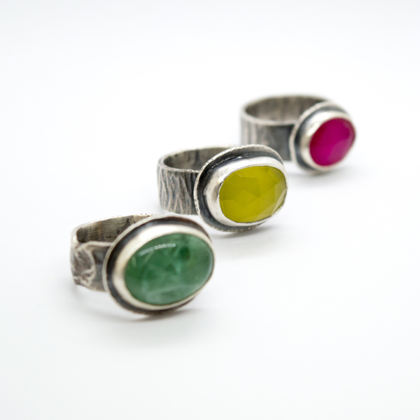 Ασημένιο δαχτυλίδι 925 με Πράσινο Φθορίτη(Green Flourite) - ασήμι, ημιπολύτιμες πέτρες, πέτρα, boho, σταθερά - 5