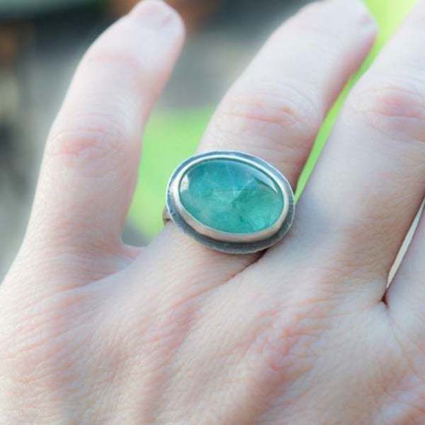 Ασημένιο δαχτυλίδι 925 με Πράσινο Φθορίτη(Green Flourite) - ασήμι, ημιπολύτιμες πέτρες, πέτρα, boho, σταθερά - 3