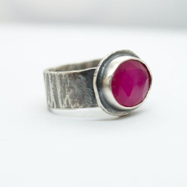Ασημένιο δαχτυλίδι 925 με Ρόζ Χαλκηδόνιο(Pink chalcedony) - ασήμι, ημιπολύτιμες πέτρες, boho, σταθερά - 2