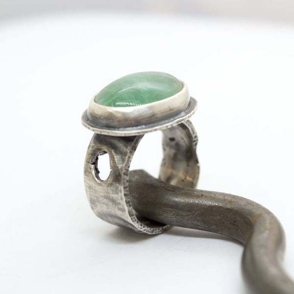 Ασημένιο δαχτυλίδι 925 με Πράσινο Φθορίτη(Green Flourite) - ασήμι, ημιπολύτιμες πέτρες, πέτρα, boho, σταθερά - 4