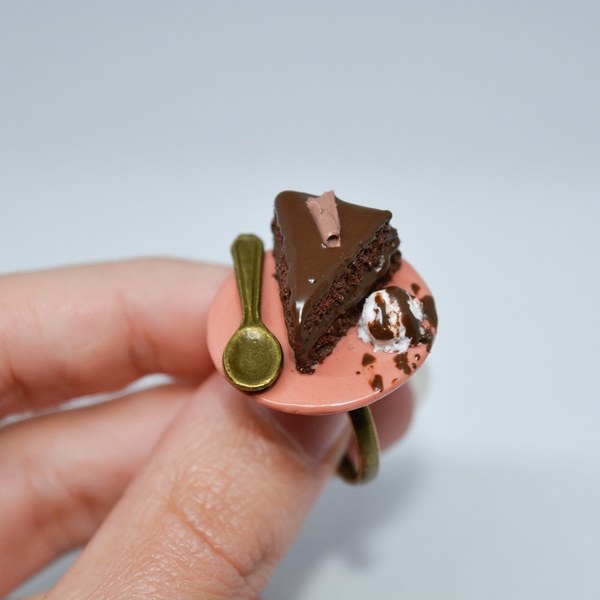 Chocolate cake ring! - πηλός, χειροποίητα, γλυκά, αυξομειούμενα, φθηνά - 2
