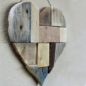 καρδιά από κομάτια παλιών ξύλων για τοίχο - διακοσμητικά - 2