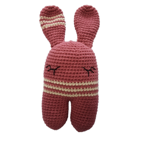 Πλεκτό κουνελάκι αγκαλίτσα ροζ - κορίτσι, λούτρινα, βρεφικά, amigurumi, δώρο γέννησης - 2