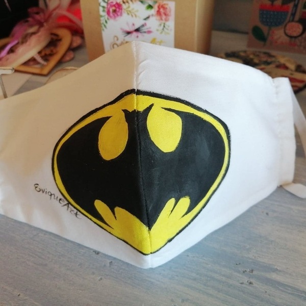 Παιδική μάσκα προστασίας ζωγραφισμένη Batman - αγόρι, για παιδιά, μάσκα προσώπου, αξεσουάρ μαλλιών, μάσκες προσώπου, παιδικές μάσκες - 3