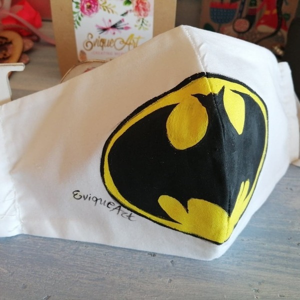 Παιδική μάσκα προστασίας ζωγραφισμένη Batman - αγόρι, για παιδιά, μάσκα προσώπου, αξεσουάρ μαλλιών, μάσκες προσώπου, παιδικές μάσκες - 4