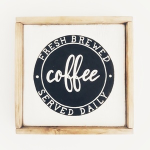 "coffee" - Ξύλινη πινακίδα 22 ×22 εκ. για την κουζίνα / to coffee bar - πίνακες & κάδρα, διακόσμηση, χειροποίητα