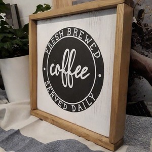 "coffee" - Ξύλινη πινακίδα 22 ×22 εκ. για την κουζίνα / to coffee bar - πίνακες & κάδρα, διακόσμηση, χειροποίητα - 4