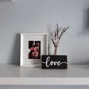 "love" - Ξύλινη πινακίδα 20 × 10 εκ. - δώρο αγάπης - πίνακες & κάδρα, αγάπη, χειροποίητα, ξύλινα διακοσμητικά τοίχου - 4