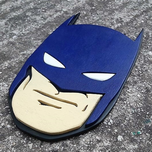 Χειροποίητη ξύλινη διακοσμητική 3D μάσκα Batman - 3d, ξύλινα διακοσμητικά τοίχου - 3