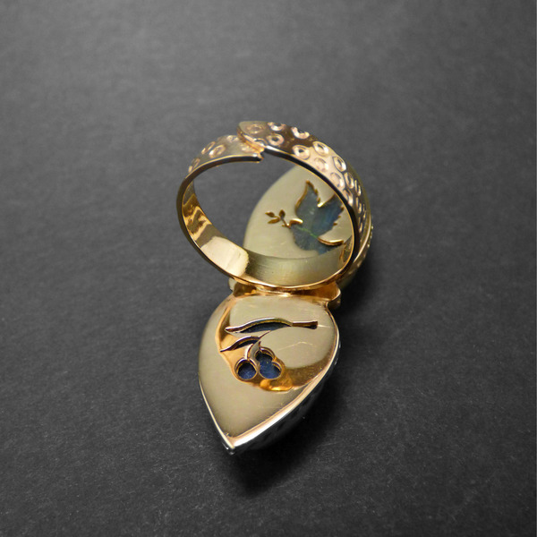 " Gold Labradorite Teardrop " - Χειροποίητο επίχρυσο δαχτυλίδι με Λαβραδορίτη! - ημιπολύτιμες πέτρες, επιχρυσωμένα, boho, αυξομειούμενα - 3