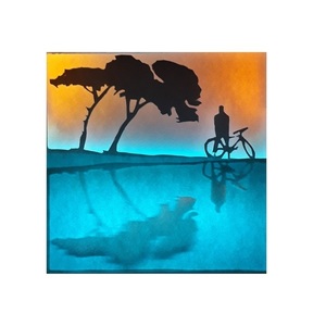 Χάρτινο επιτραπέζιο φωτιστικό "Βόλτα με το ποδήλατο" - πορτατίφ, χειροποίητα, πρωτότυπα δώρα