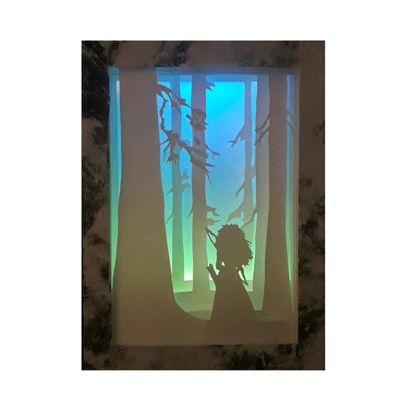 Χάρτινο επιτραπέζιο φωτιστικό "Βόλτα στο δάσος" - πορτατίφ, χειροποίητα, πρωτότυπα δώρα - 2