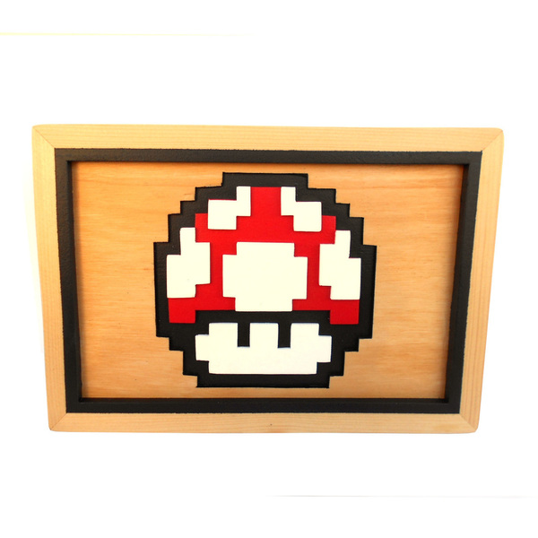 Χειροποίητο ξύλινο μανιτάρι 8bit Super Mario - κουτί, κουτιά αποθήκευσης - 2