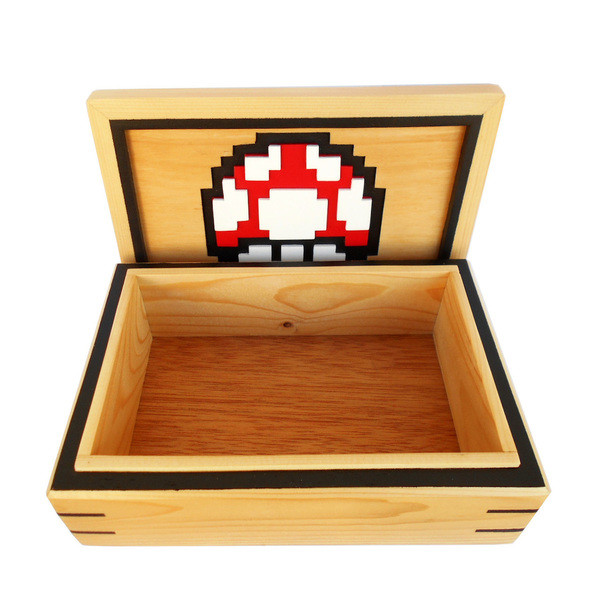 Χειροποίητο ξύλινο μανιτάρι 8bit Super Mario - κουτί, κουτιά αποθήκευσης - 3