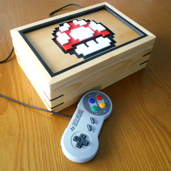 Χειροποίητο ξύλινο μανιτάρι 8bit Super Mario - κουτί, κουτιά αποθήκευσης - 4
