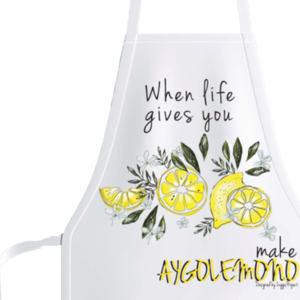 "When life gives you lemons, make aygolemono" | Μαγειρική ποδιά κουζίνας - ύφασμα, ποδιές μαγειρικής