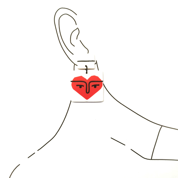 "KARΔIA" χειροποίητα σκουλαρίκια|Pink Lemon - πηλός, boho, κρεμαστά, faux bijoux - 5