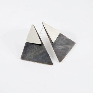 Ασημένια πολύμορφα γεωμετρικά σκουλαρίκια ear jackets τρίγωνα - ασήμι, γεωμετρικά σχέδια, χειροποίητα - 4